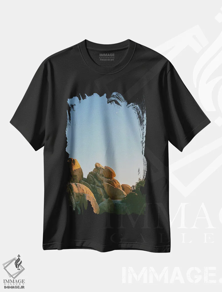 تیشرت مشکی طرح دار ماه جاشوا تری ۱۰ روی نگاتیو، مدیوم اثر بثانی یانگ | immage.ir