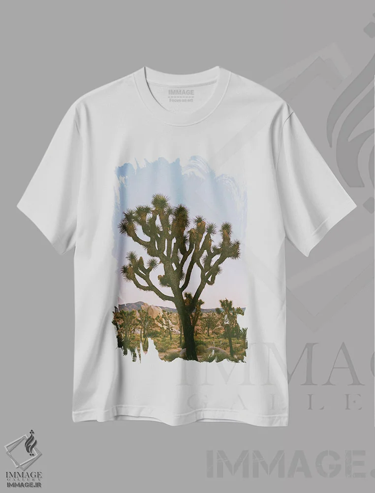 تیشرت سفید طرح دار ماه جاشوا تری ۸ روی نگاتیو، مدیوم اثر بثانی یانگ | immage.ir