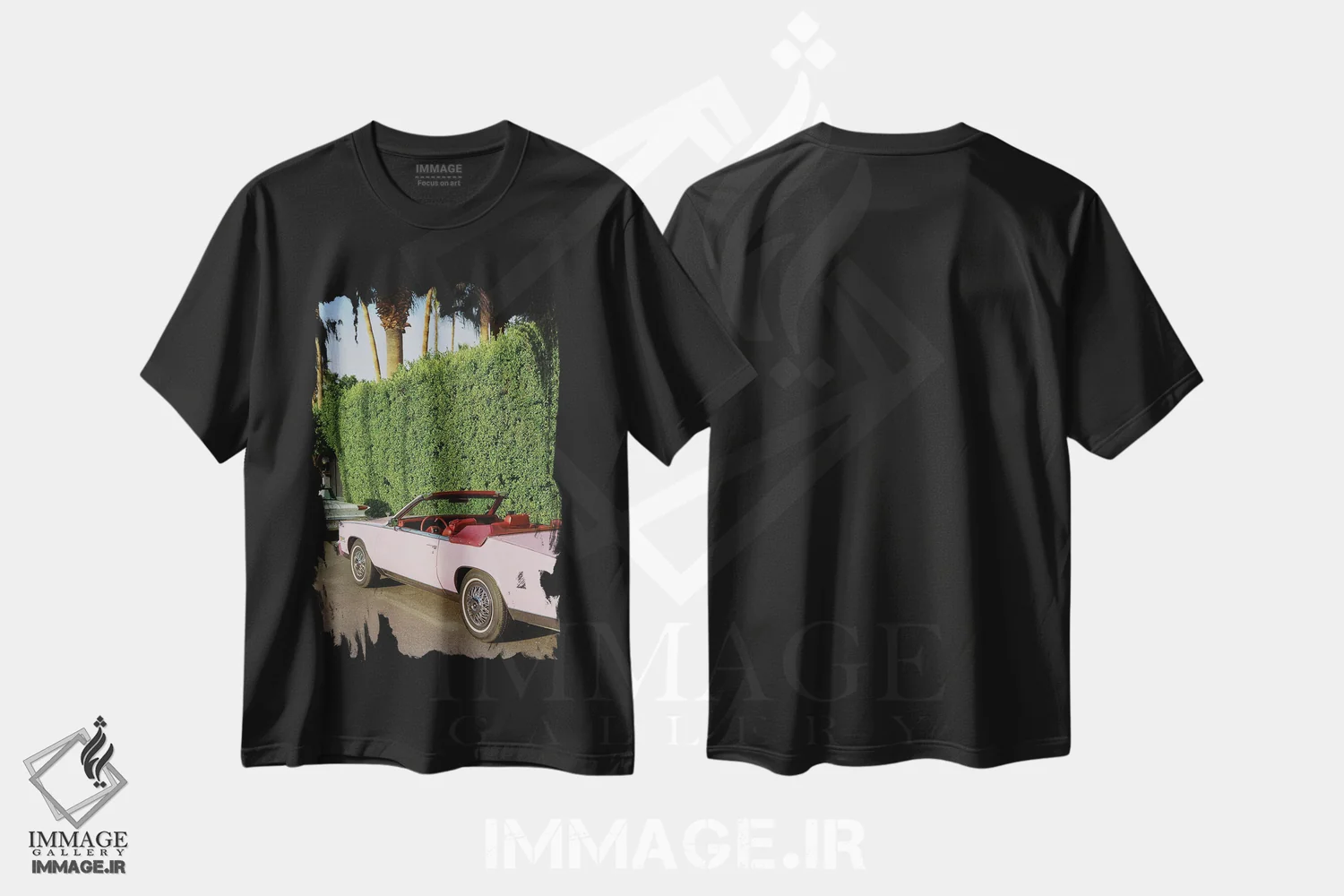تیشرت مشکی طرح دار کادیلاک صورتی ۴ روی نگاتیو، مدیوم اثر بثانی یانگ | immage.ir