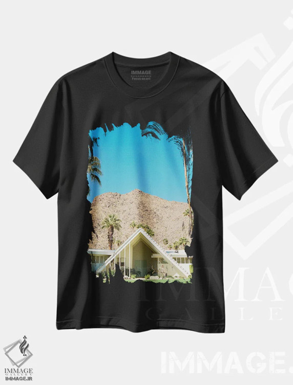 تیشرت مشکی طرح دار معماری پالم اسپرینگز ۳ روی نگاتیو، مدیوم اثر بثانی یانگ | immage.ir