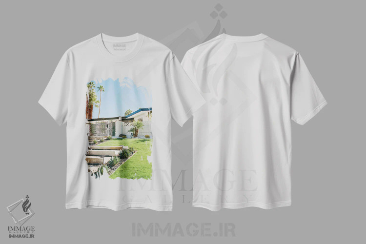 تیشرت سفید طرح دار معماری پالم اسپرینگز ۴ روی نگاتیو، مدیوم اثر بثانی یانگ | immage.ir