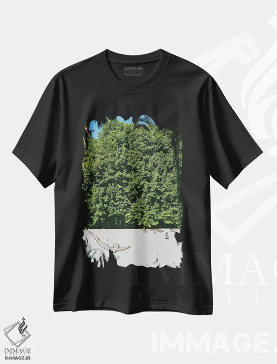 تیشرت مشکی طرح دار شیرجه در پالم اسپرینگز روی نگاتیو، مدیوم اثر بثانی یانگ | فروشگاه ایماژ