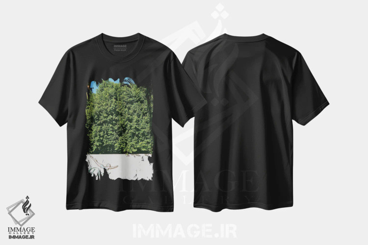 تیشرت مشکی طرح دار شیرجه در پالم اسپرینگز روی نگاتیو، مدیوم اثر بثانی یانگ | فروشگاه ایماژ