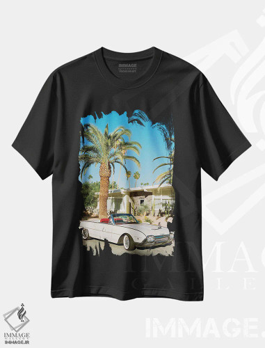 تیشرت مشکی طرح دار تاندر برد پالم اسپرینگز روی نگاتیو، مدیوم اثر بثانی یانگ | فروشگاه ایماژ