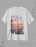 تیشرت سفید طرح دار غروب اقیانوس فلوریدا روی نگاتیو، مدیوم اثر بثانی یانگ | فروشگاه ایماژ