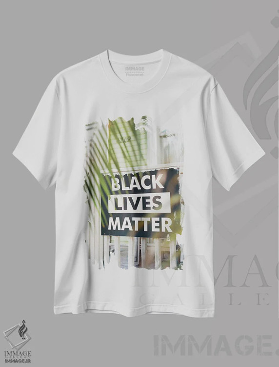 تیشرت سفید طرح دار جان سیاه پوستان مهم است روی نگاتیو، مدیوم اثر بثانی یانگ | immage.ir