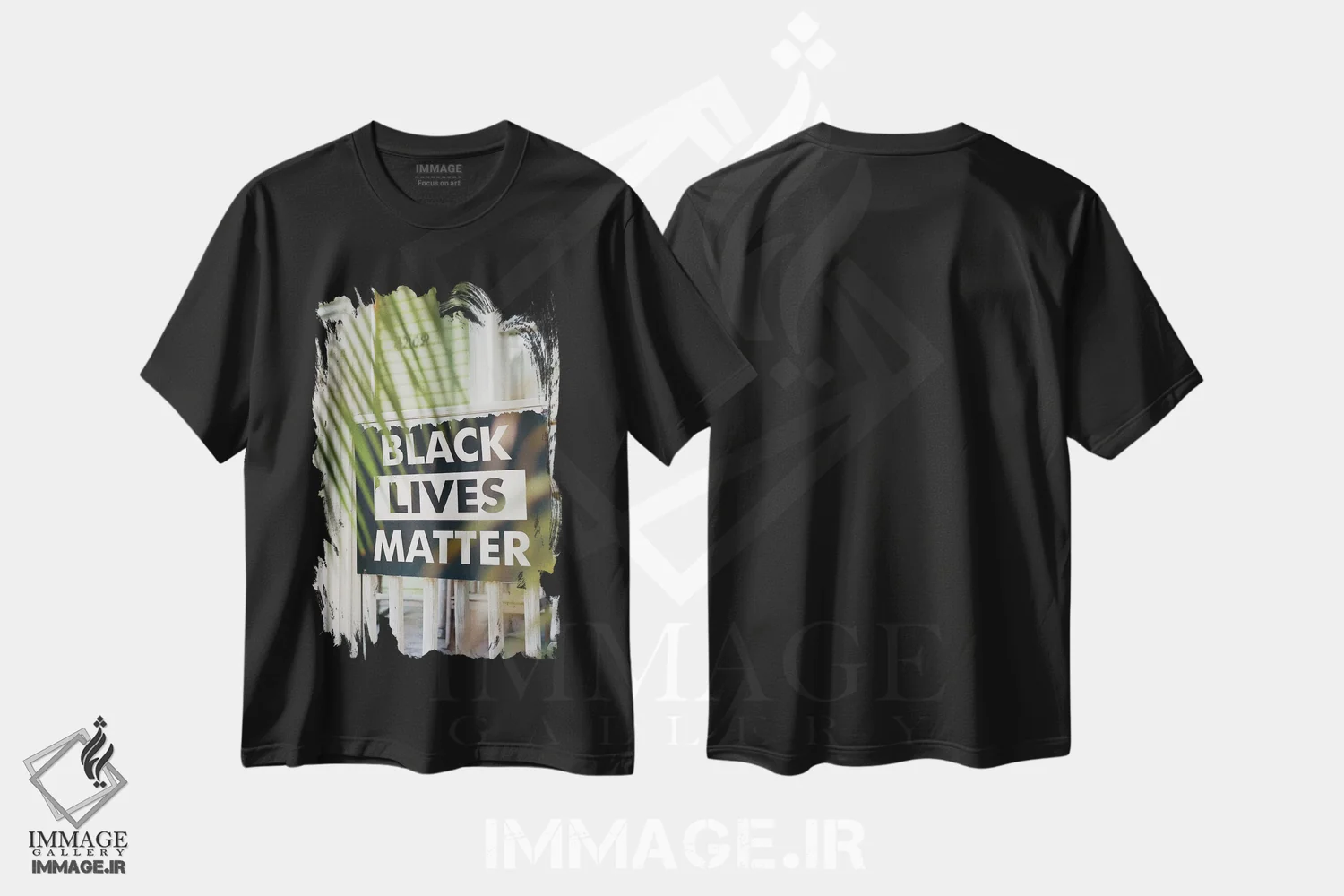 تیشرت مشکی طرح دار جان سیاه پوستان مهم است روی نگاتیو، مدیوم اثر بثانی یانگ | فروشگاه ایماژ