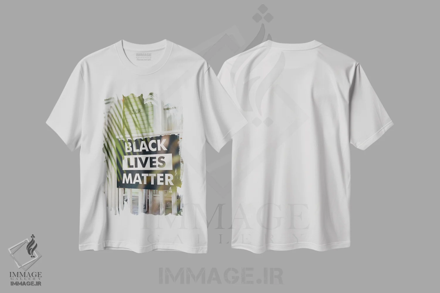 تیشرت سفید طرح دار جان سیاه پوستان مهم است روی نگاتیو، مدیوم اثر بثانی یانگ | immage.ir