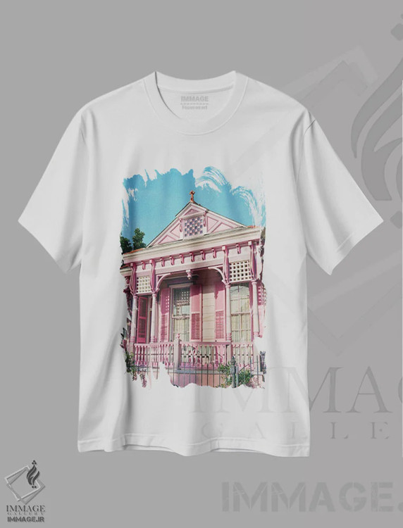 تیشرت سفید طرح دار معماری نیواورلئان ۲ روی نگاتیو، مدیوم اثر بثانی یانگ | فروشگاه ایماژ