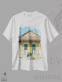 تیشرت سفید طرح دار معماری نیواورلئان ۵ روی نگاتیو، مدیوم اثر بثانی یانگ | فروشگاه ایماژ