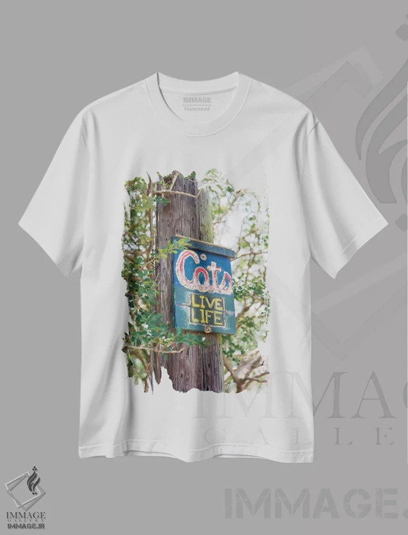 تیشرت سفید طرح دار گربه های نیواورلئان روی نگاتیو، مدیوم اثر بثانی یانگ | فروشگاه ایماژ