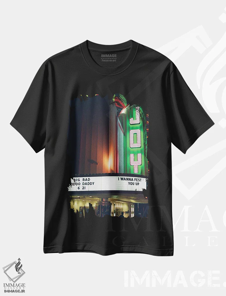 تیشرت مشکی طرح دار شادی نیواورلئان روی نگاتیو، مدیوم اثر بثانی یانگ | فروشگاه ایماژ