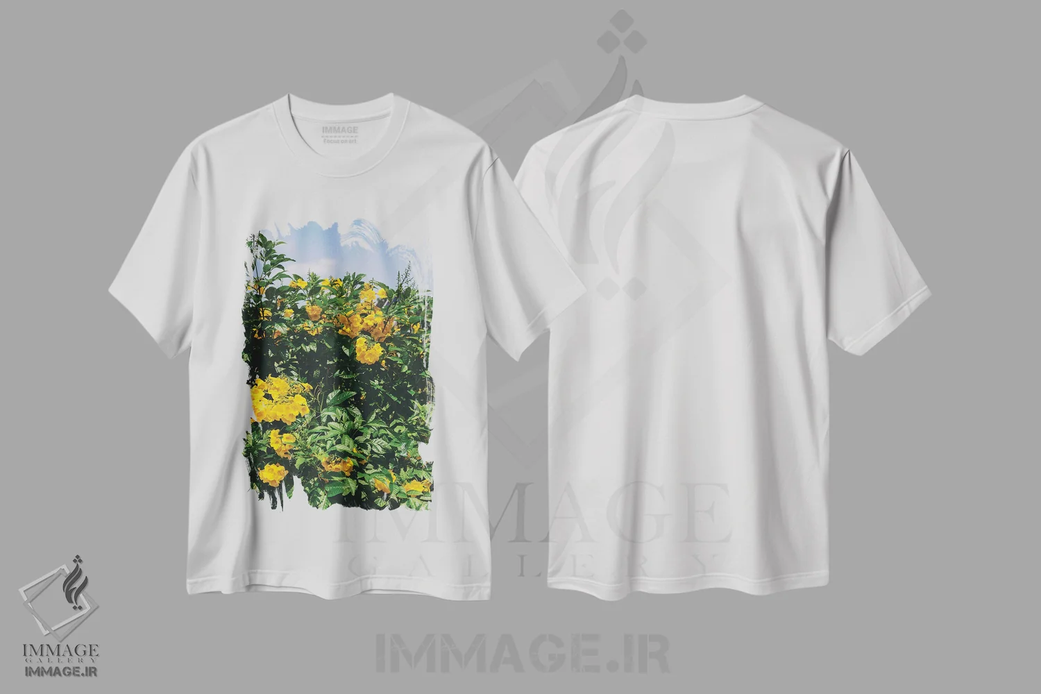 تیشرت سفید طرح دار شکوفه های آستین، مدیوم اثر بثانی یانگ | فروشگاه ایماژ