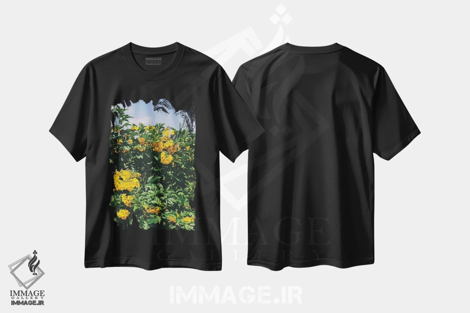 تیشرت مشکی طرح دار شکوفه های آستین، مدیوم اثر بثانی یانگ | immage.ir