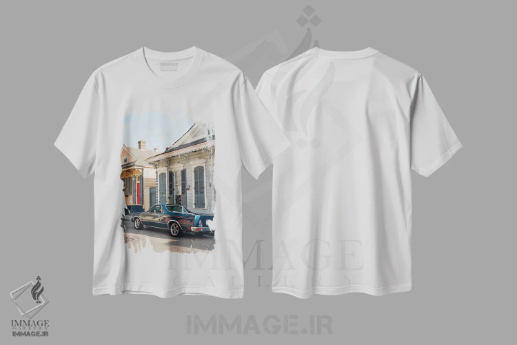 تیشرت سفید طرح دار سواری نیواورلئان ۲ روی نگاتیو، مدیوم اثر بثانی یانگ | فروشگاه ایماژ
