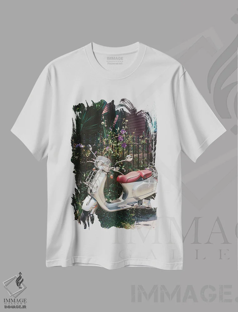 تیشرت سفید طرح دار سواری نیواورلئان ۴ روی نگاتیو، مدیوم اثر بثانی یانگ | immage.ir