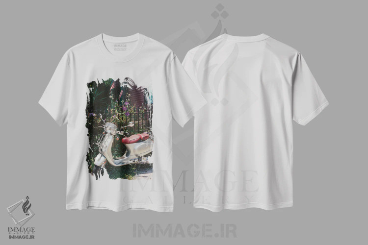 تیشرت سفید طرح دار سواری نیواورلئان ۴ روی نگاتیو، مدیوم اثر بثانی یانگ | immage.ir