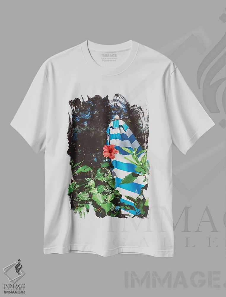 تیشرت سفید طرح دار حیاط آستین، مدیوم اثر بثانی یانگ | immage.ir