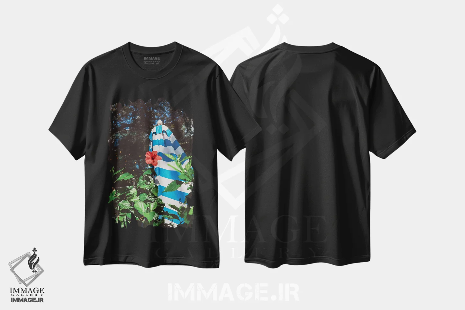 تیشرت مشکی طرح دار حیاط آستین، مدیوم اثر بثانی یانگ | فروشگاه ایماژ