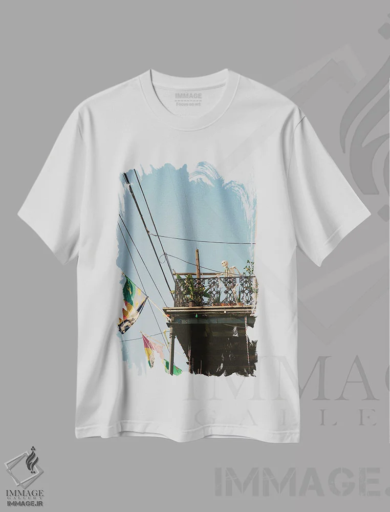 تیشرت سفید طرح دار نیواورلئان ۷ روی نگاتیو، مدیوم اثر بثانی یانگ | فروشگاه ایماژ