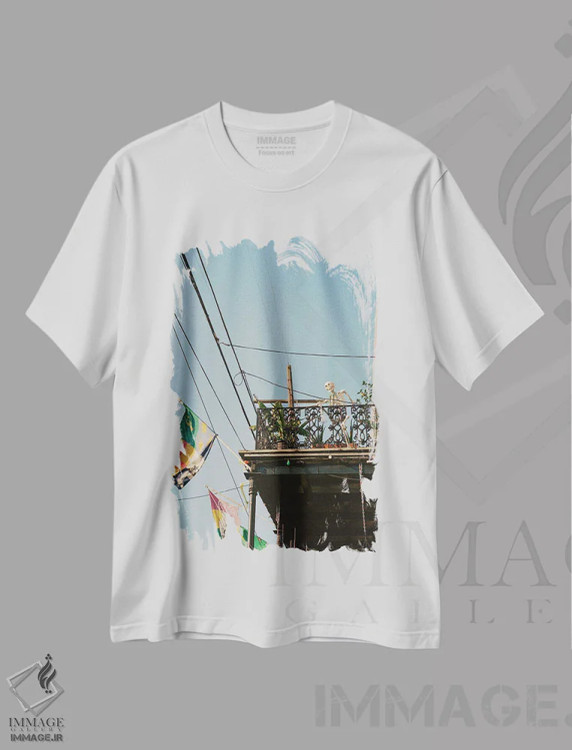 تیشرت سفید طرح دار نیواورلئان ۷ روی نگاتیو، مدیوم اثر بثانی یانگ | فروشگاه ایماژ