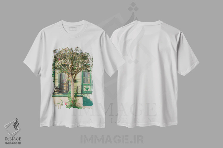 تیشرت سفید طرح دار گربه نیواورلئان روی نگاتیو، مدیوم اثر بثانی یانگ | فروشگاه ایماژ