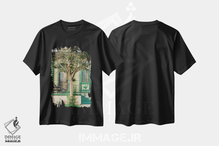 تیشرت مشکی طرح دار گربه نیواورلئان روی نگاتیو، مدیوم اثر بثانی یانگ | immage.ir