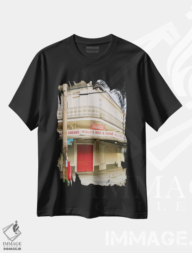 تیشرت مشکی طرح دار رستوران نیواورلئان روی نگاتیو، مدیوم اثر بثانی یانگ | فروشگاه ایماژ