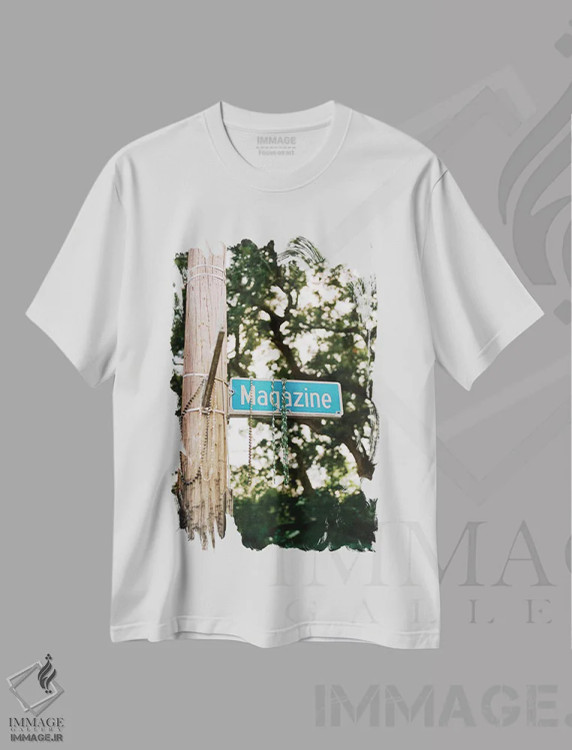 تیشرت سفید طرح دار خیابان مگزین نیواورلئان ۲ روی نگاتیو، مدیوم اثر بثانی یانگ | فروشگاه ایماژ