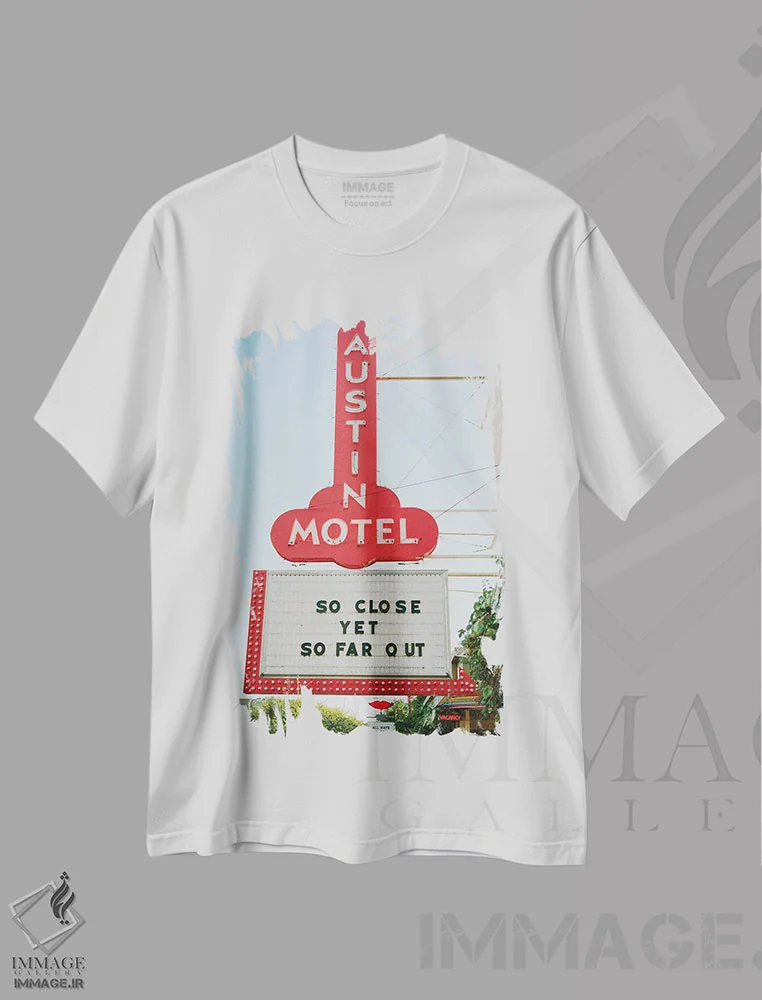 تیشرت سفید طرح دار متل آستین ۳ روی نگاتیو، مدیوم اثر بثانی یانگ | فروشگاه ایماژ