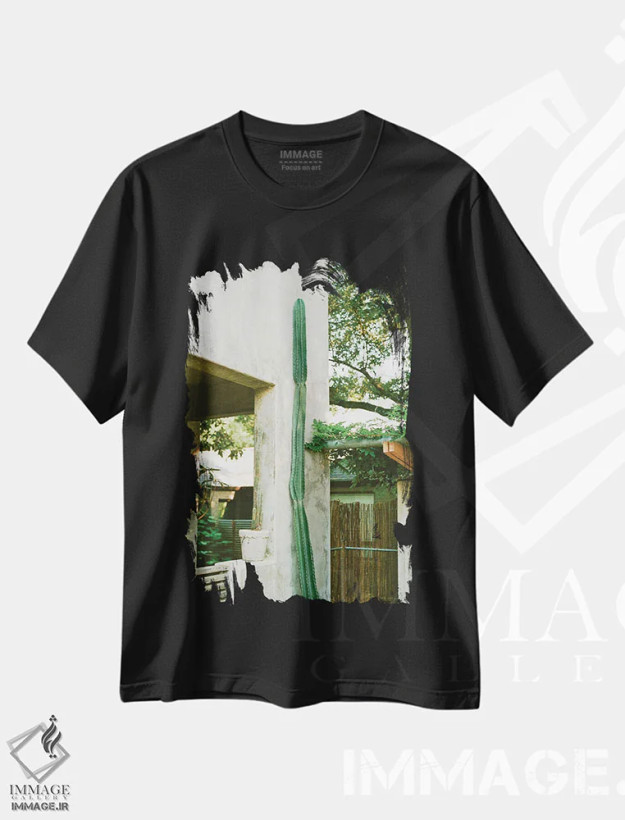 تیشرت مشکی طرح دار آستین تگزاس روی نگاتیو، مدیوم اثر بثانی یانگ | فروشگاه ایماژ