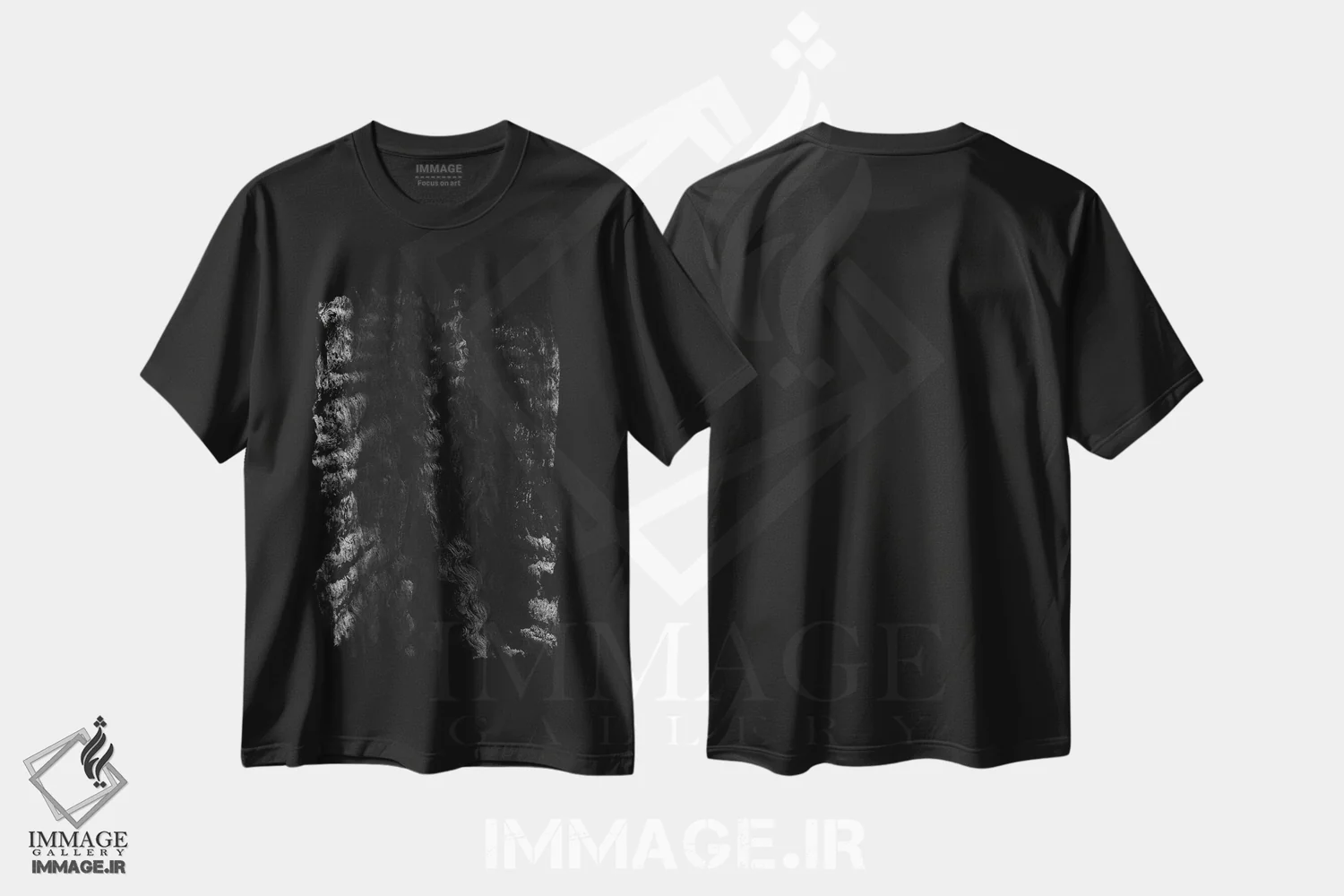 تیشرت مشکی طرح دار درخت ردوود کالیفرنیا، عکاسی سیاه و سفید اثر بثانی یانگ | immage.ir