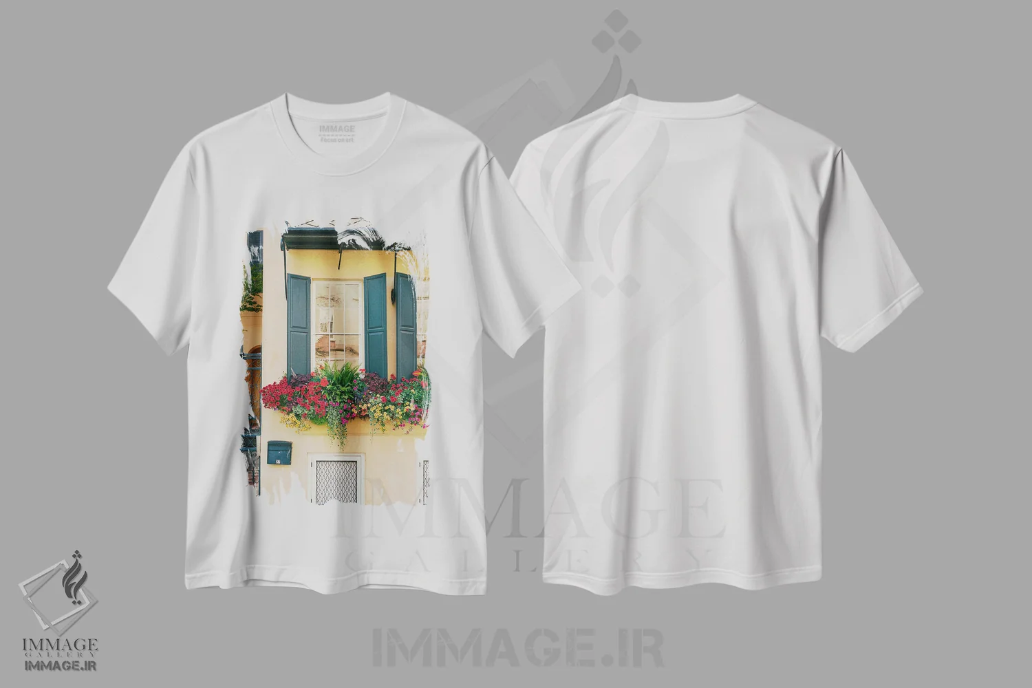 تیشرت سفید طرح دار معماری چارلستون روی نگاتیو، مدیوم اثر بثانی یانگ | immage.ir