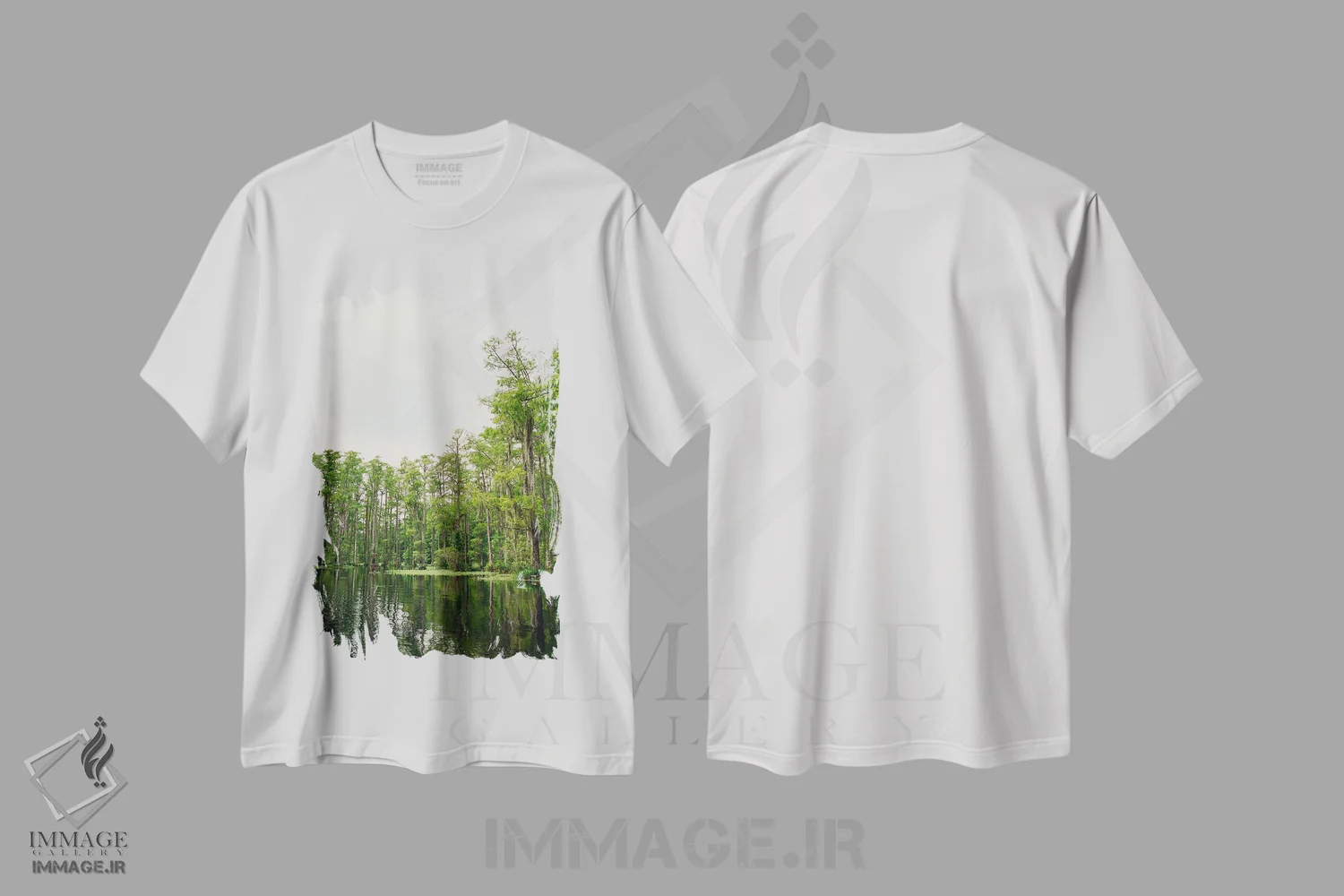 تیشرت سفید طرح دار باغ سرو چارلستون ۵ روی نگاتیو، مدیوم اثر بثانی یانگ | فروشگاه ایماژ