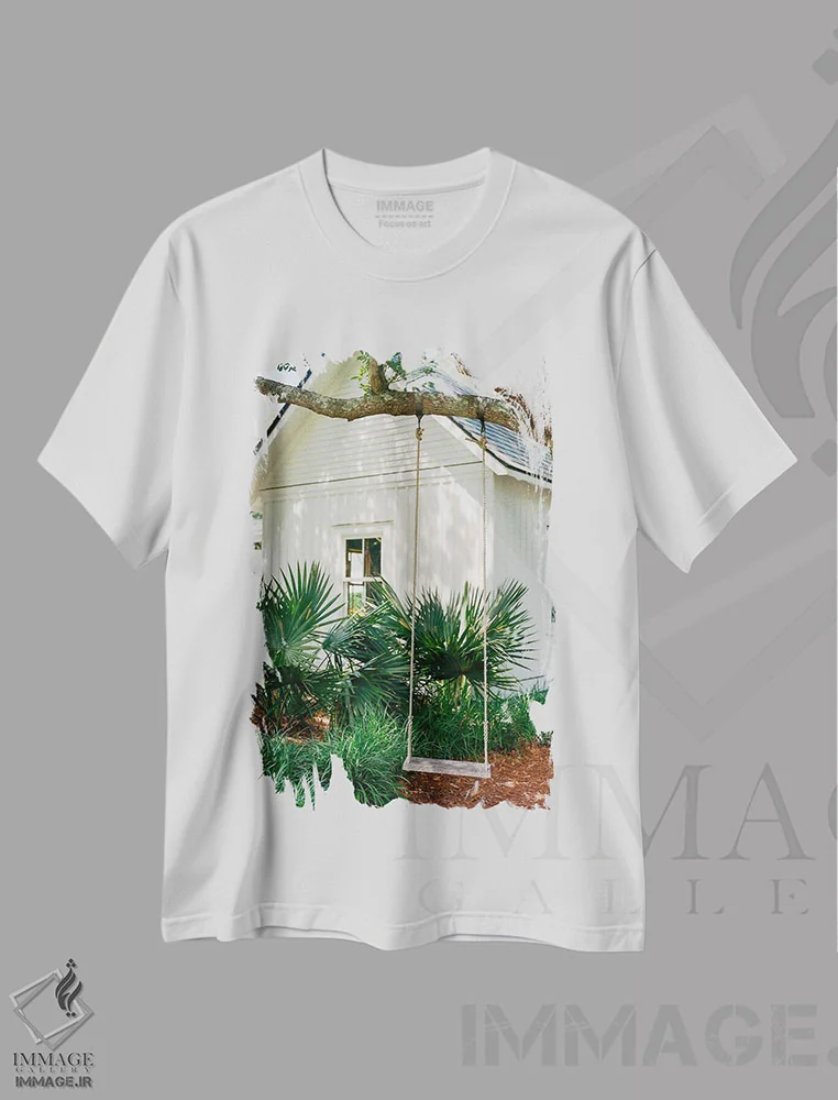 تیشرت سفید طرح دار جزیره سالیوان ۴ روی نگاتیو، مدیوم اثر بثانی یانگ | فروشگاه ایماژ