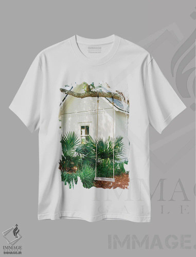 تیشرت سفید طرح دار جزیره سالیوان ۴ روی نگاتیو، مدیوم اثر بثانی یانگ | فروشگاه ایماژ