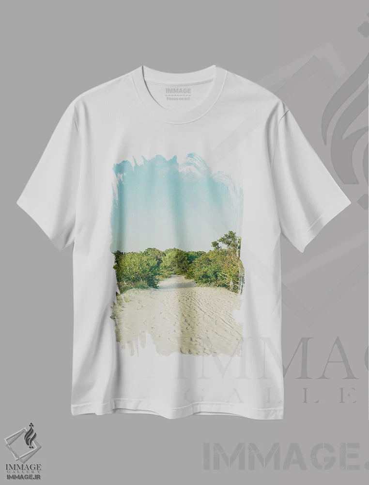 تیشرت سفید طرح دار جزیره سالیوان روی نگاتیو، مدیوم اثر بثانی یانگ | immage.ir