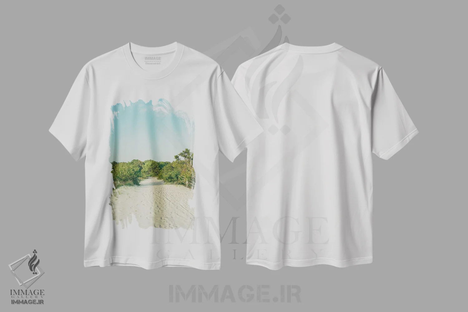 تیشرت سفید طرح دار جزیره سالیوان روی نگاتیو، مدیوم اثر بثانی یانگ | immage.ir