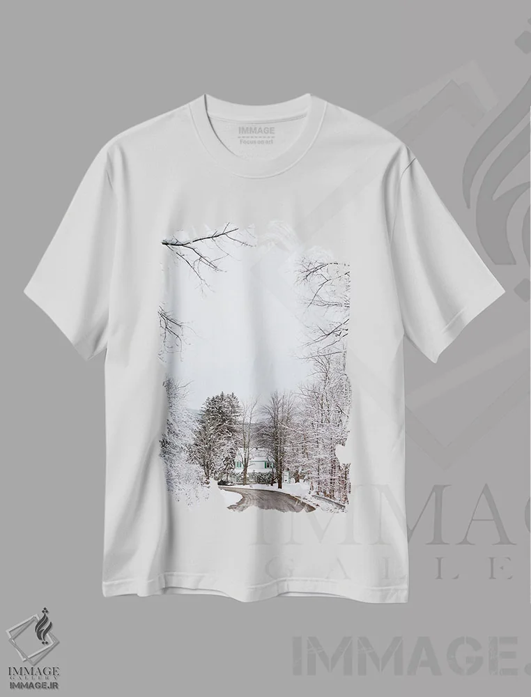 تیشرت سفید طرح دار برف نیویورک شمالی ۴، مدیوم اثر بثانی یانگ | فروشگاه ایماژ