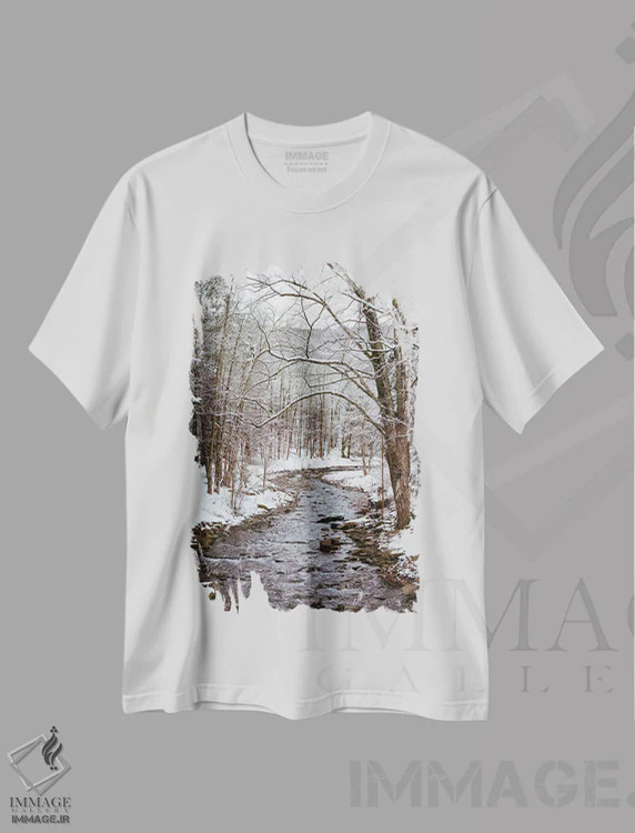 تیشرت سفید طرح دار برف نیویورک شمالی ۱۲، مدیوم اثر بثانی یانگ | فروشگاه ایماژ