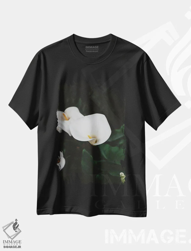 تیشرت مشکی طرح دار شکوفه های کارمل ۲، مدیوم اثر بثانی یانگ | فروشگاه ایماژ