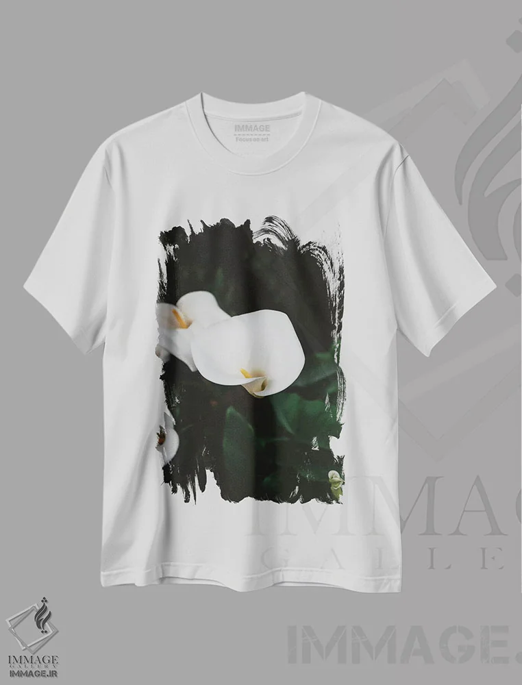 تیشرت سفید طرح دار شکوفه های کارمل ۲، مدیوم اثر بثانی یانگ | immage.ir