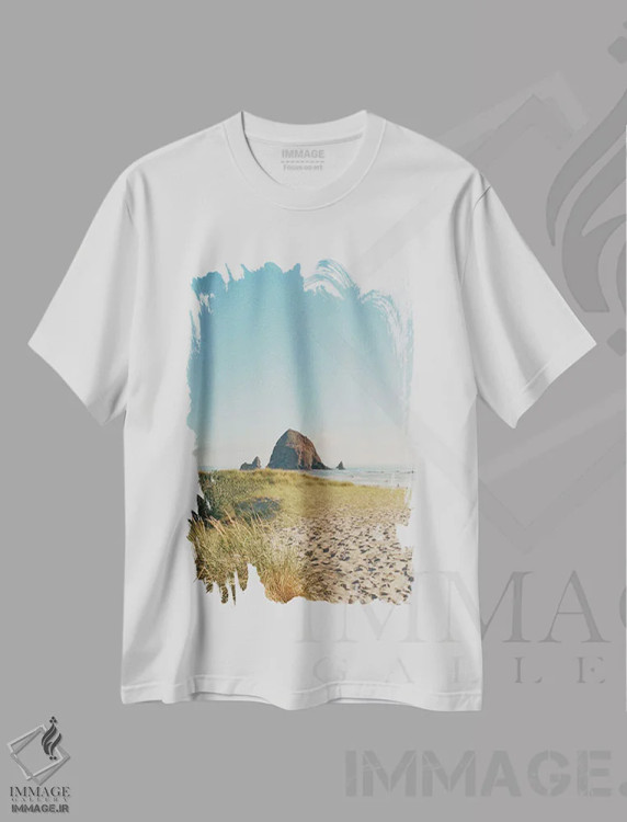 تیشرت سفید طرح دار ساحل کنن ۲، مدیوم اثر بثانی یانگ | فروشگاه ایماژ