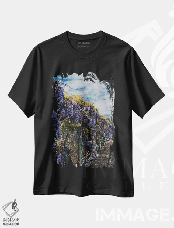 تیشرت مشکی طرح دار شکوفه های ساحل آمالفی ۳، مدیوم اثر بثانی یانگ | فروشگاه ایماژ