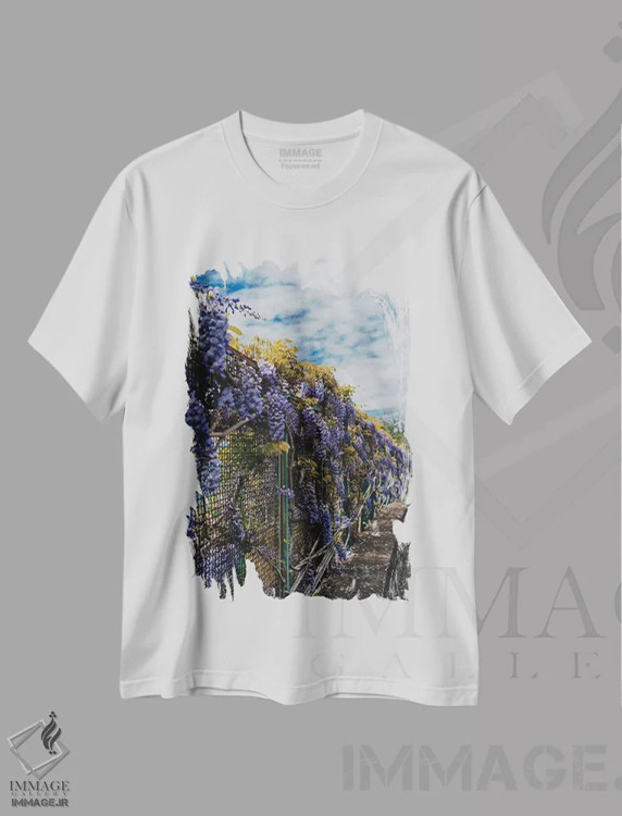 تیشرت سفید طرح دار شکوفه های ساحل آمالفی ۳، مدیوم اثر بثانی یانگ | immage.ir