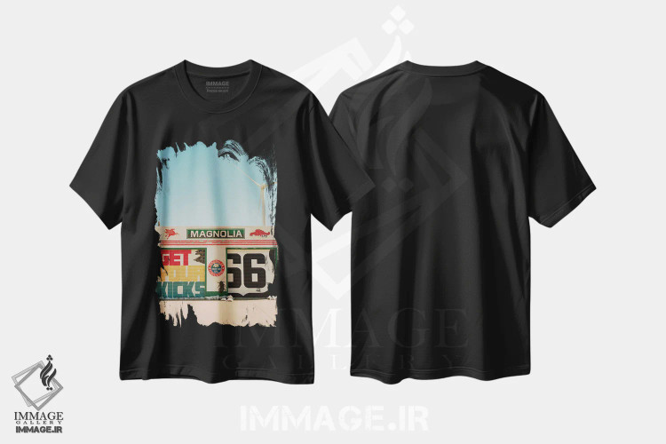 تیشرت مشکی طرح دار جاده ۶۶ شماره ۶، مدیوم اثر بثانی یانگ | immage.ir