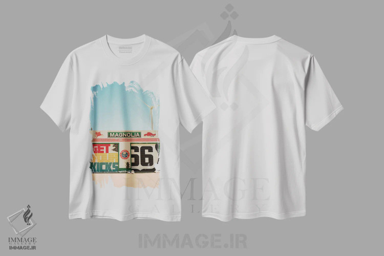 تیشرت سفید طرح دار جاده ۶۶ شماره ۶، مدیوم اثر بثانی یانگ | فروشگاه ایماژ