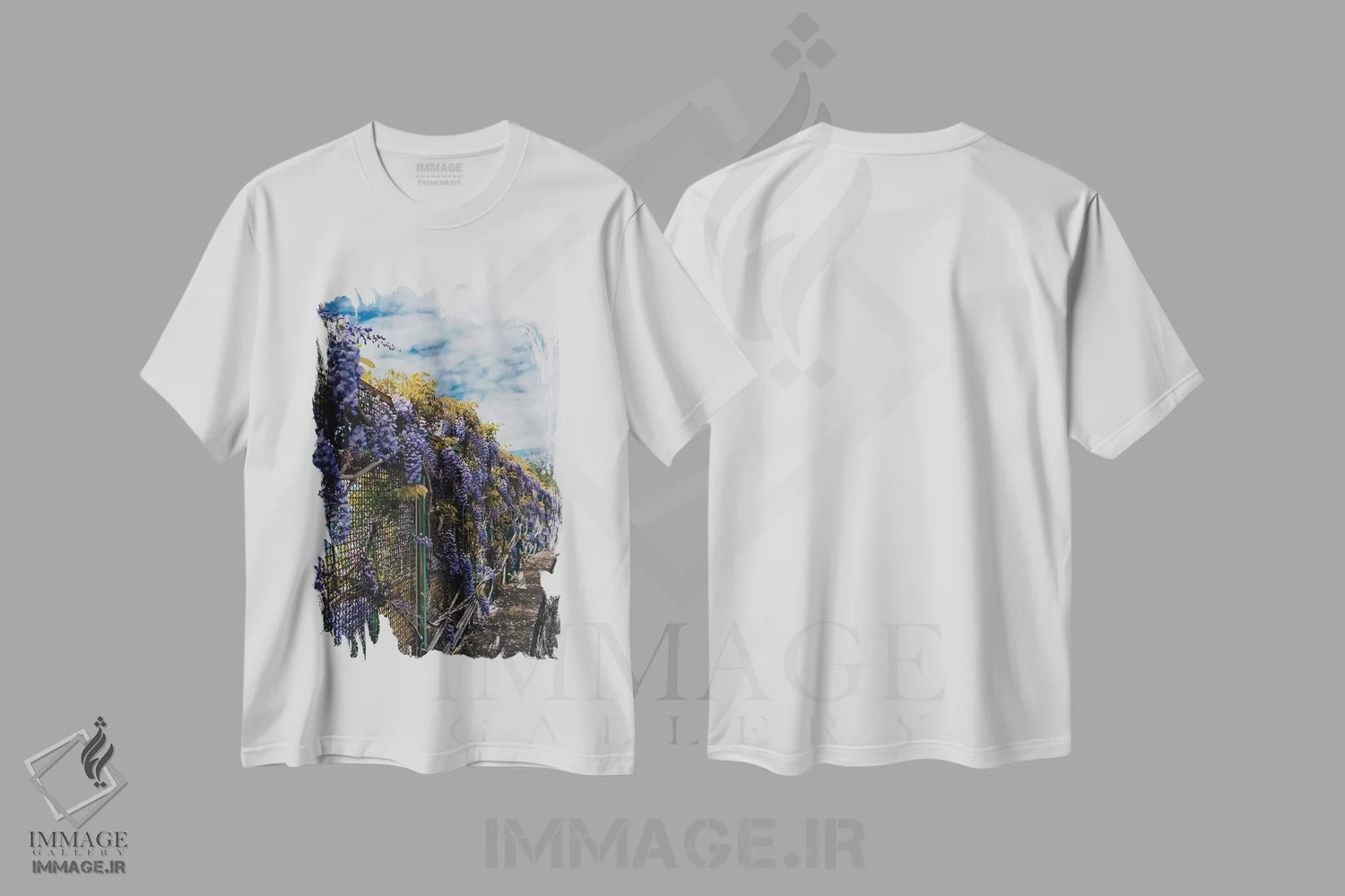 تیشرت سفید طرح دار شکوفه های ساحل آمالفی ۳، مدیوم اثر بثانی یانگ | immage.ir