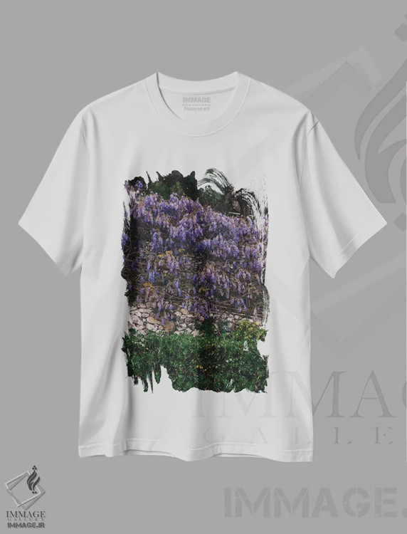 تیشرت سفید طرح دار شکوفه های ساحل آمالفی ۵، مدیوم اثر بثانی یانگ | فروشگاه ایماژ
