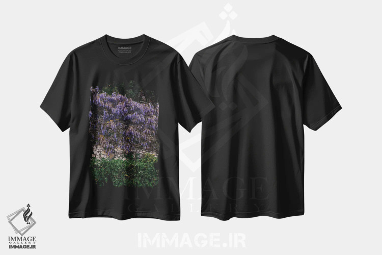 تیشرت مشکی طرح دار شکوفه های ساحل آمالفی ۵، مدیوم اثر بثانی یانگ | immage.ir